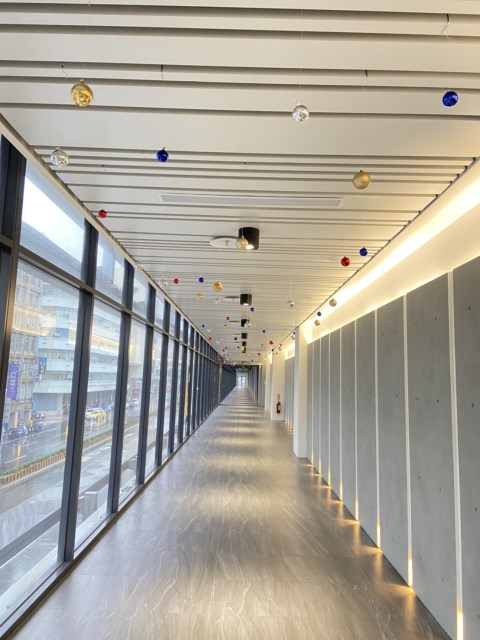 Glass Corridor with different decorations